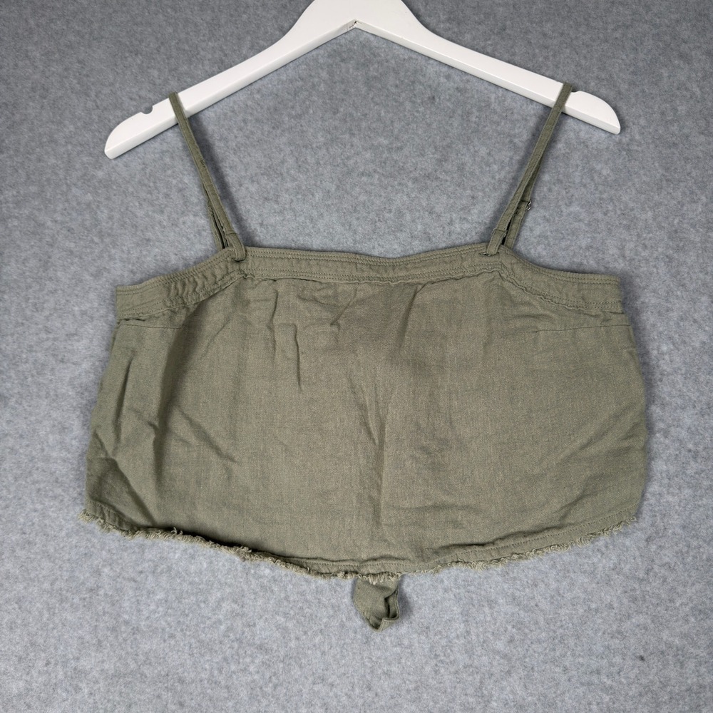 Abercrombie & Fitch Green Linen Blend Tie Back Crop Cami Top S Boho Cottagecore